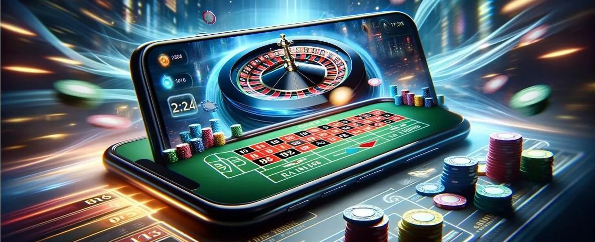 okbet promotions hero image with golden chips and bright lights